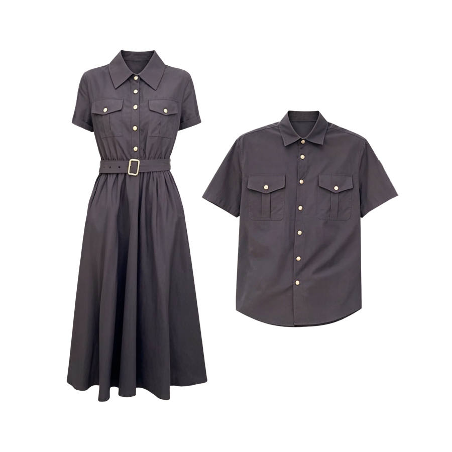 TUSHIFEI Couple Sets Women's Polo Collar Moderate Long