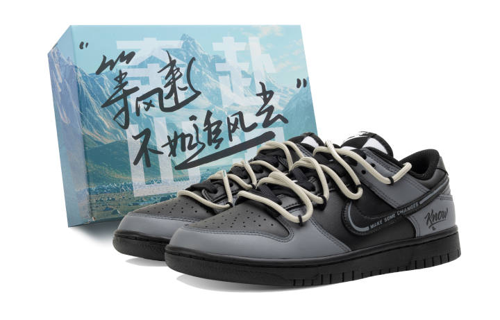 Nike Nike Dunk Slip Resistant Abrasion Resistant Low top Skateboard Shoes Unisex Black Gray