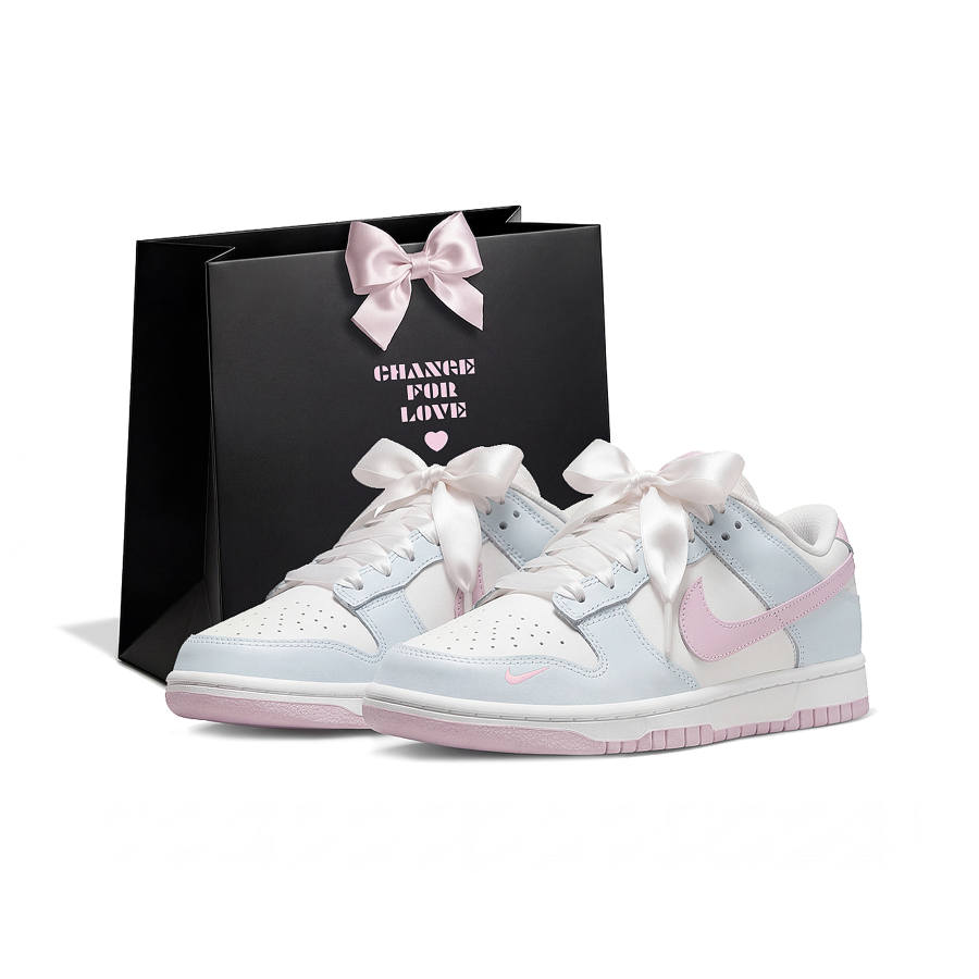 Nike Nike Dunk Valentine's Day Shopping Bag Slip Resistant Abrasion Resistant Low top Skateboard Shoes Women's Blue Pink