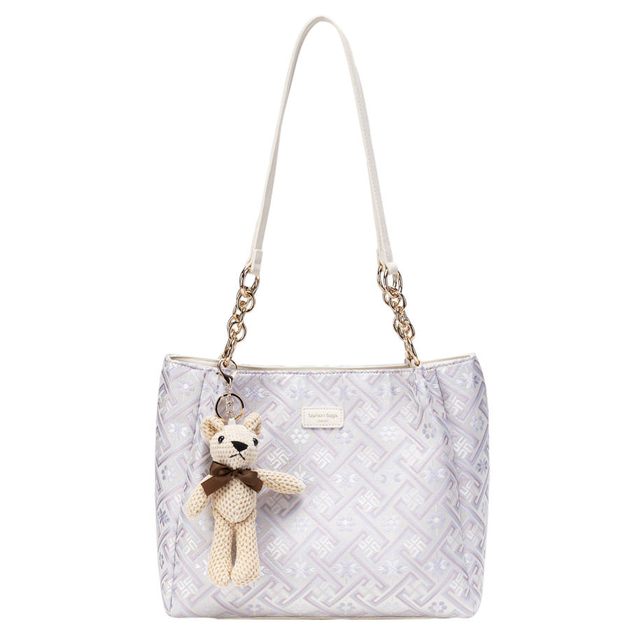 PAYOT Synthetic Leather Crossbody Bag, Shoulder Bag Women's Wanji Pattern Ecru