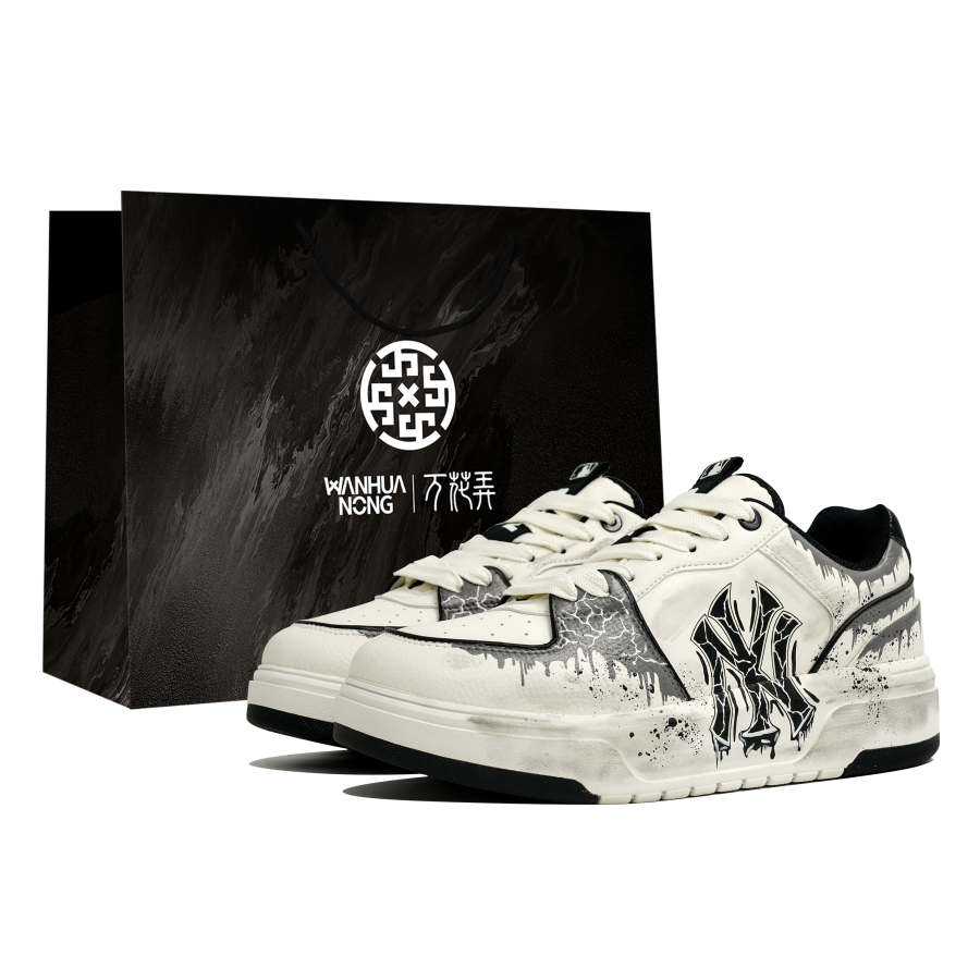 MLB Chunky Liner Kaleidoscope, Ash, Shopping Bag Abrasion Resistant Low top Skateboard Shoes Unisex Gray White