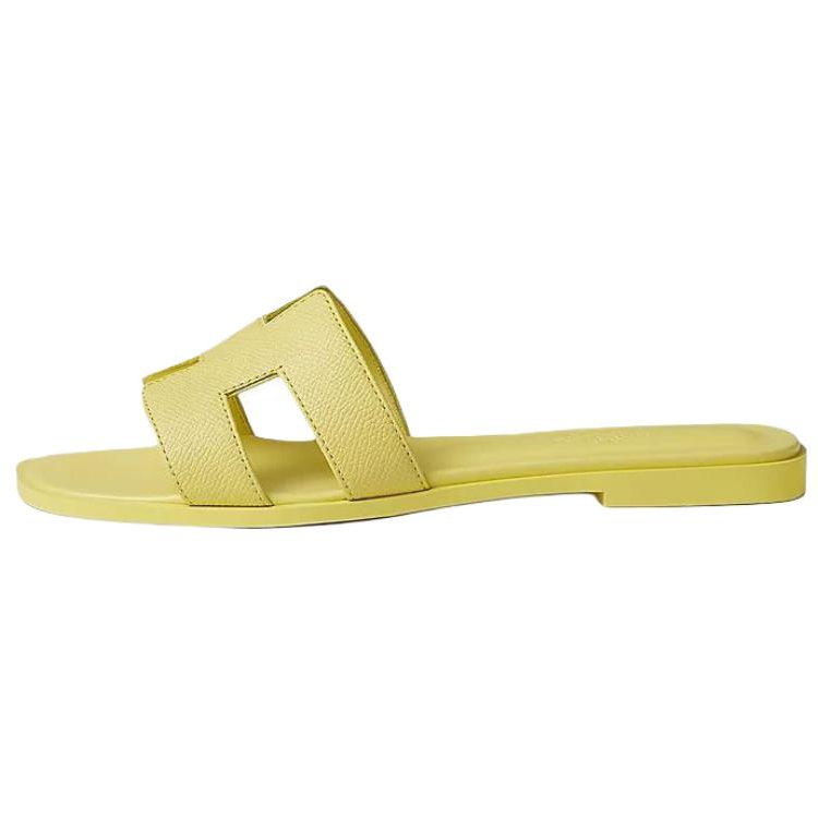 HERMES Oran Slide Slippers Women's Barley Yellow