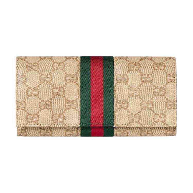 GUCCI Snap Closure Coated Canvas Wallet Women's Sand