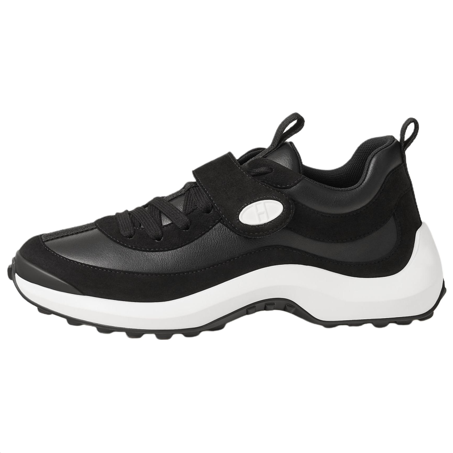 HERMES Loop Calfskin Low top Casual Shoes 4cm Women's Black
