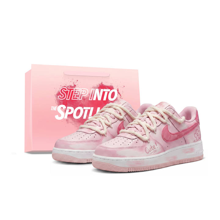 Nike Nike Air Force 1 Cushioning Abrasion Resistant Low top Skateboard Shoes Women's Pink
