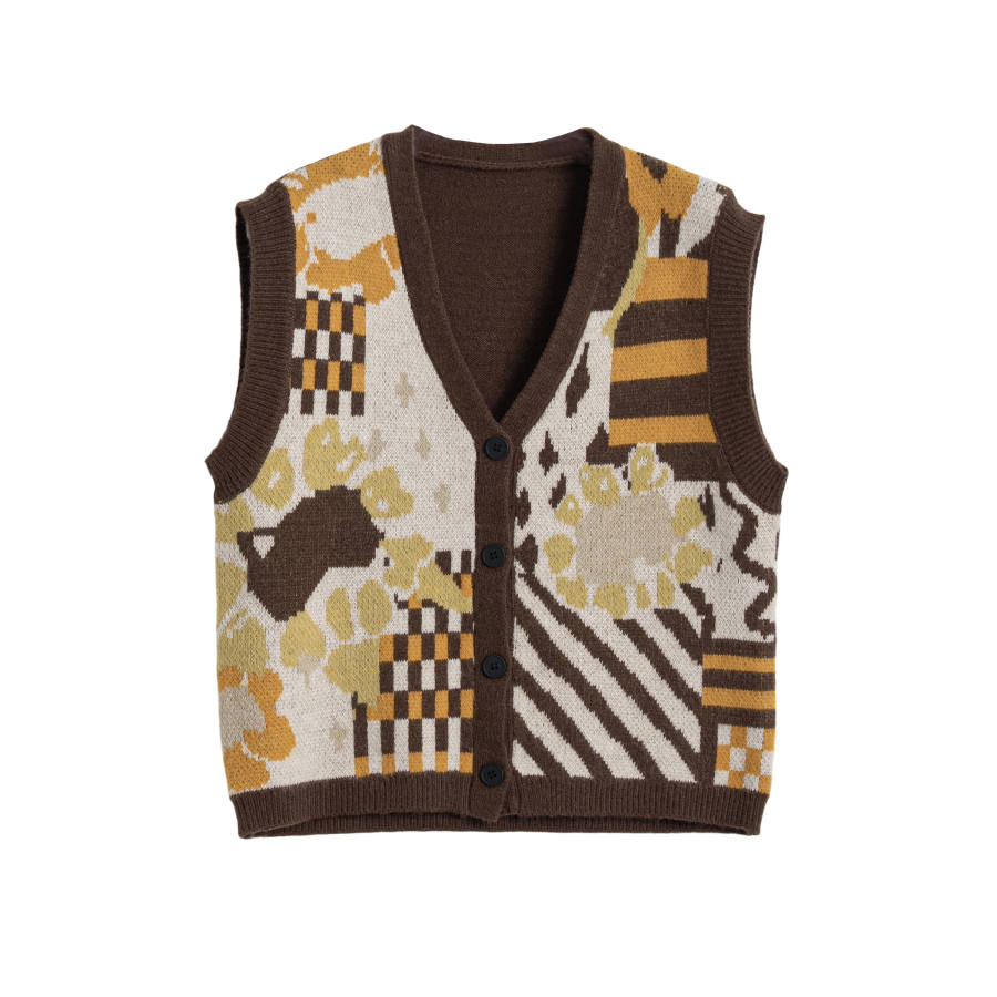 Tonlion Knitwear Women's Coffee V Neck Moderate Cardigan