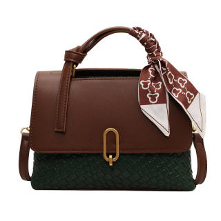 ZUONU Pu Handbag, Crossbody Bag Medium Women's Black Coffee Brown/Coffee With Green/Brown With Ecru