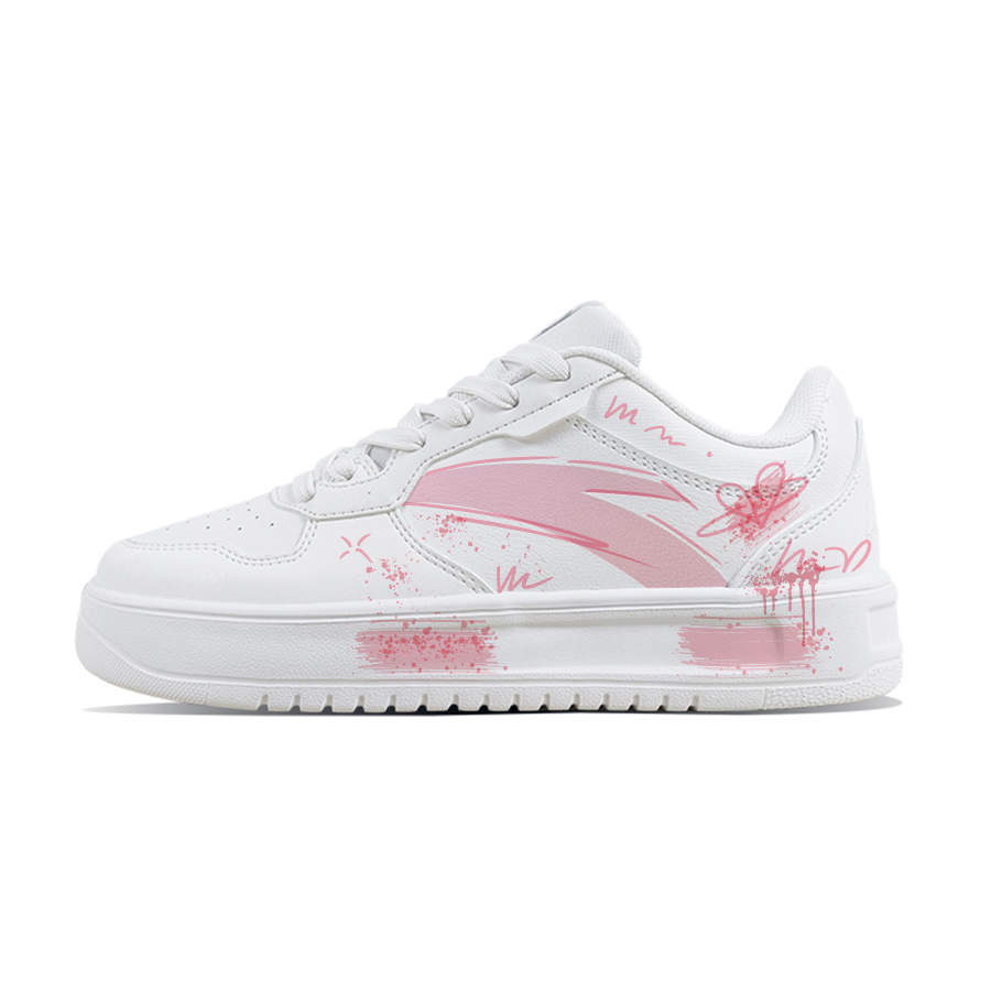 Anta Easy Slip Resistant, Abrasion Resistant, Lightweight Low top Skateboard Shoes Women's White Pink