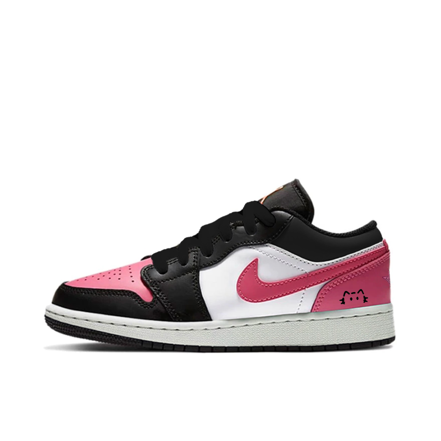 Jordan Jordan Air Jordan 1 Black Sugar Kitten Lightweight Cushioning Low top Children's Basketball Shoes Black White Teenagers