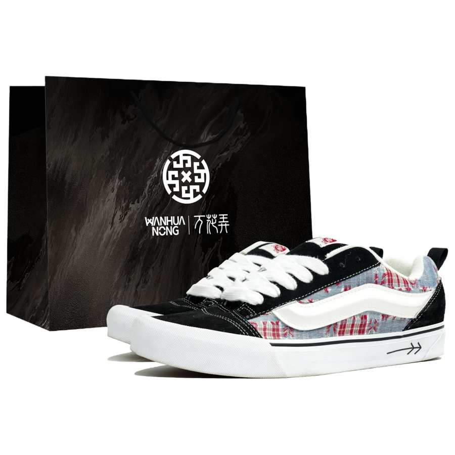 Vans Knu Skool Skateboard Shoes Unisex Low Top Black/White/Red