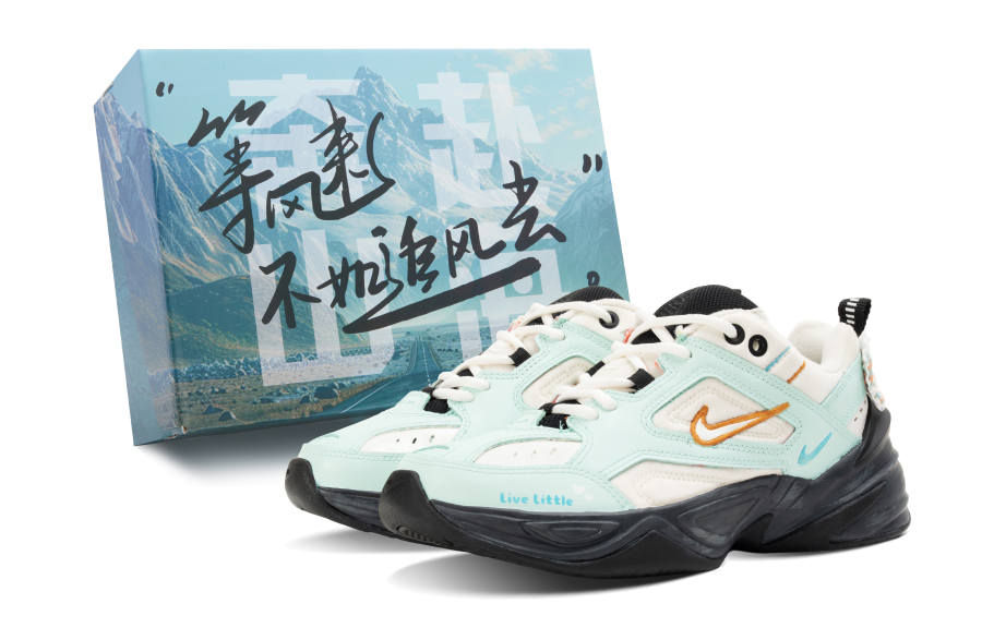 Nike Nike M2K Tekno Cushioning Slip Resistant Low top Chunky Sneakers Women's Beige Blue