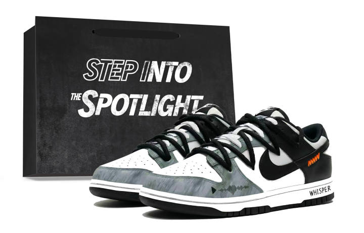 Nike Nike Dunk Black And White Sound Waves, Fashion, Cool Graffiti, Hand Drawn Leather Abrasion Resistant Low top