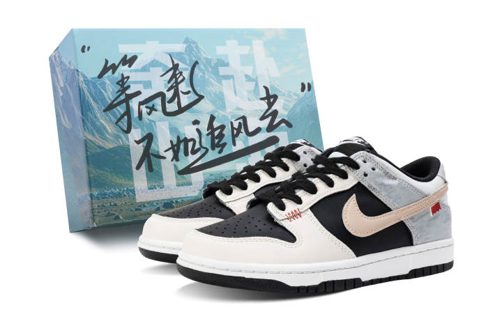 Nike Nike Dunk Leather Low top Kids' Skateboarding Shoes Beige Black Gray Teenagers