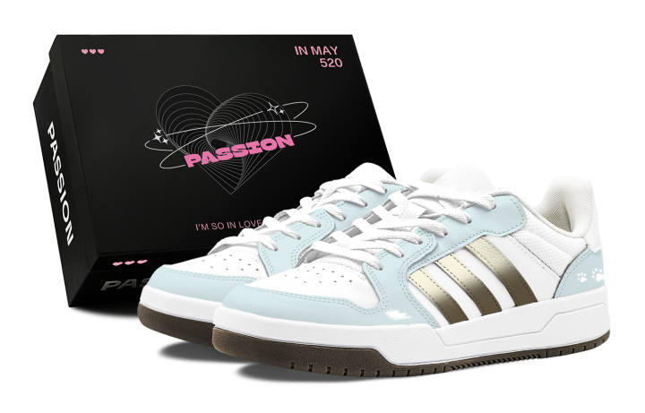 Adidas Adidas ENTRAP Romantic Treats, Blue Island Cat Paw, Light Blue Gradient, Fresh Versatile Low top Casual Skate Shoes