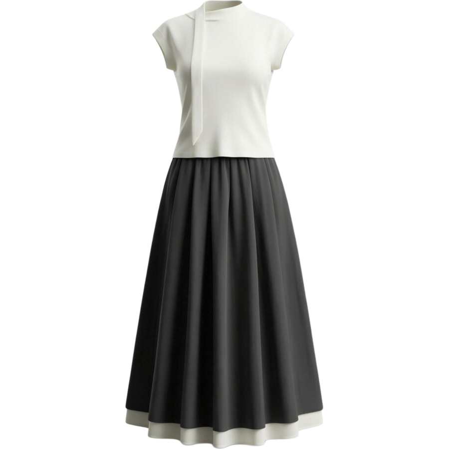 CHARM GLOW Two Piece Skirt Sets Women's Crew Neck Moderate Long
