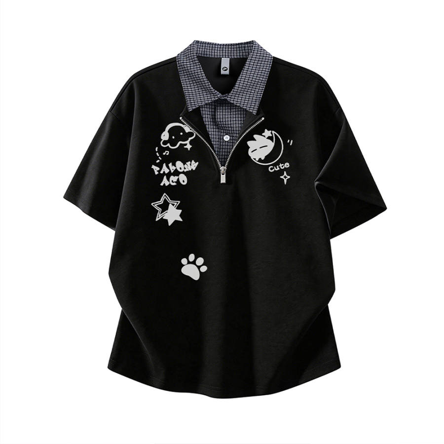 PAL ONGACO Polo Shirts Unisex Lapel Moderate Mock Two Piece