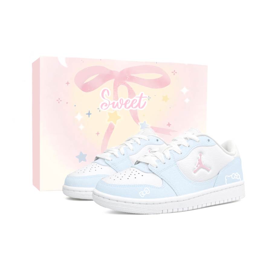 Jordan Jordan COURT CONNECT Vassell Genuine Leather Abrasion Resistant Low top Kids' Skateboarding Shoes White Blue Teenagers