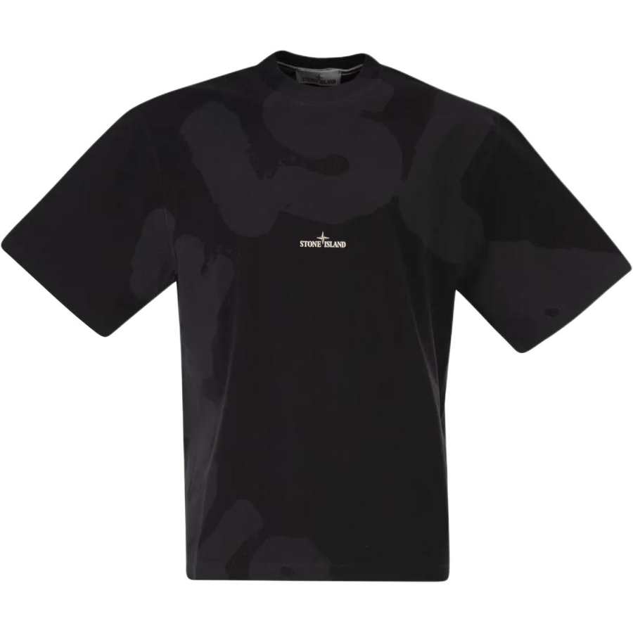 STONE ISLAND T Shirts Unisex Black Crew Neck Moderate Straight Fit