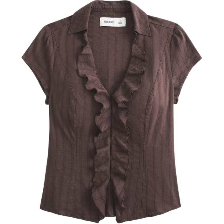 Hollister/ Shirts Women's Brown Lapel Moderate