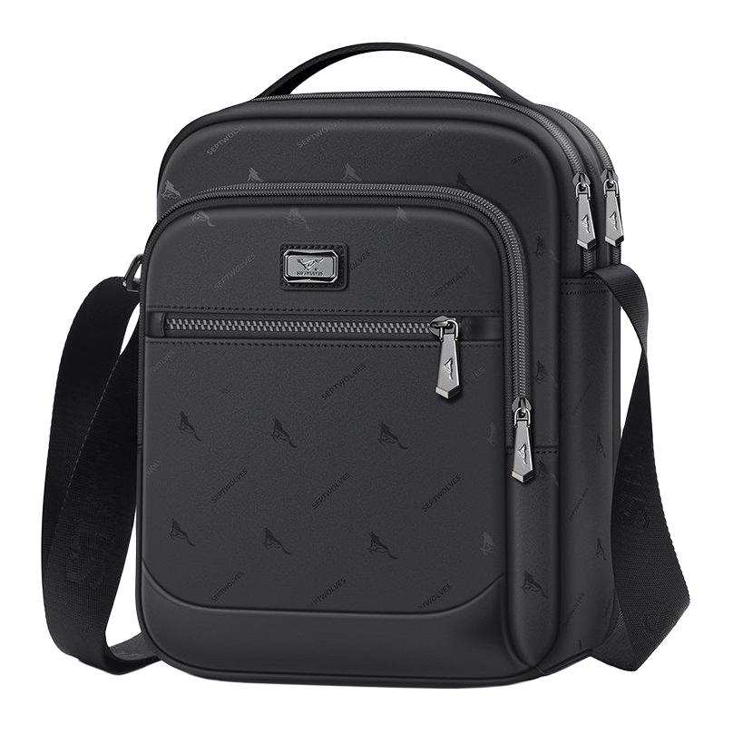 SEPTWOLVES Fabric Shoulder Bag, Crossbody Bag Large Men's Black