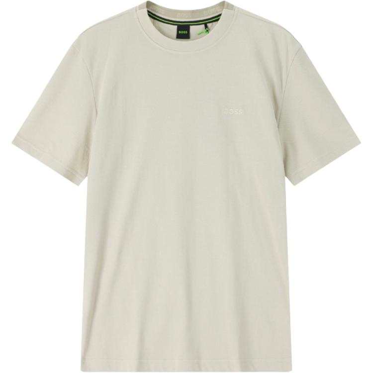 HUGO BOSS T Shirts Men's Beige Green Crew Neck Moderate Straight Fit