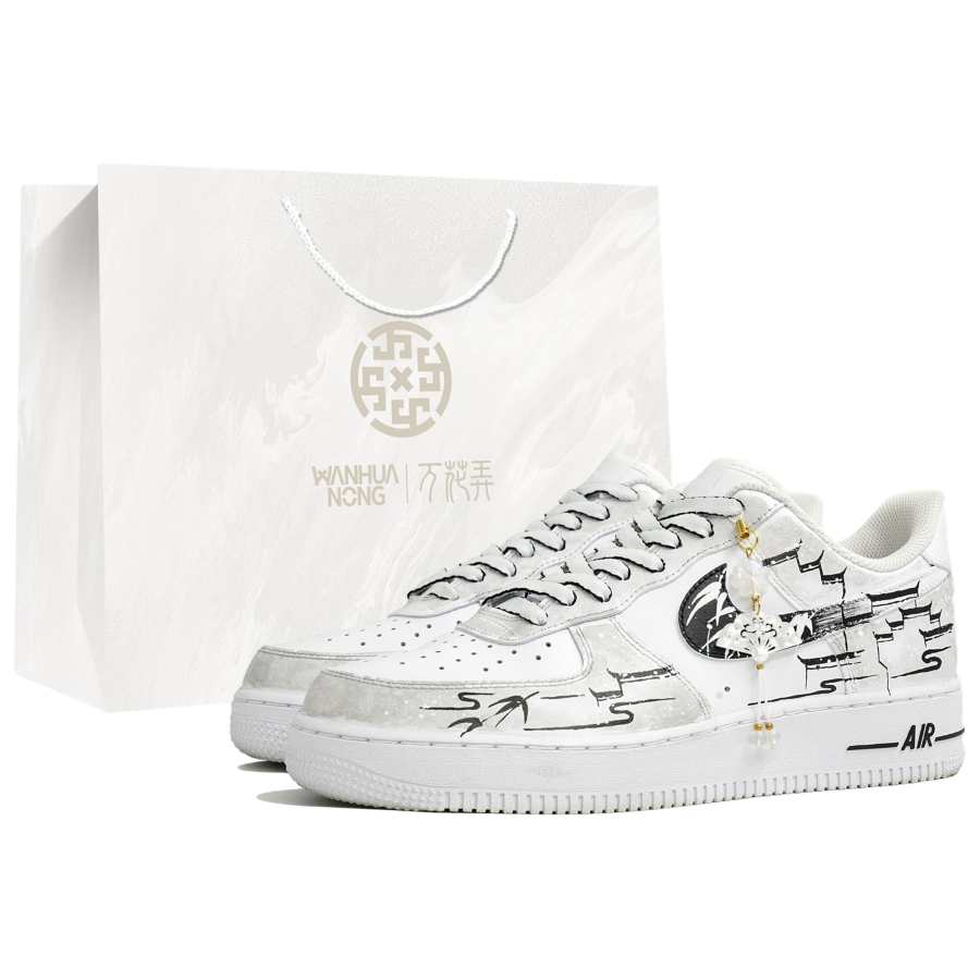 Nike Nike Air Force 1 Kaleidoscope, Ink Blot, Shopping Bag Abrasion Resistant Slip Resistant Low top Skateboard Shoes Unisex