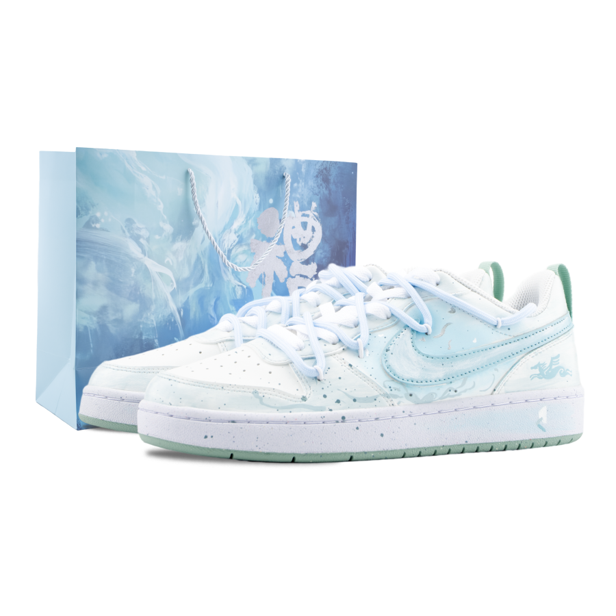 Nike Nike Court Borough White Horse Dream Island Low top Kids' Skateboarding Shoes White Blue Teenagers