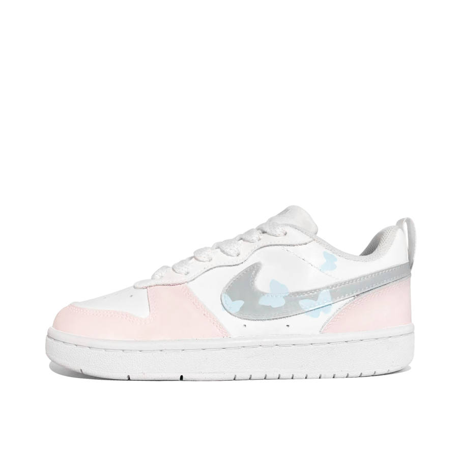 Nike Nike Court Borough Butterfly Effect Leather Low top Kids' Skateboarding Shoes Pink Gray Teenagers