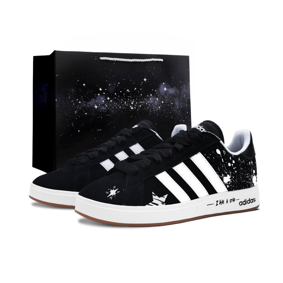 Adidas Adidas Grand Court Base 00s A Star Heart LD Synthetic Leather Low top Skateboard Shoes Unisex Black