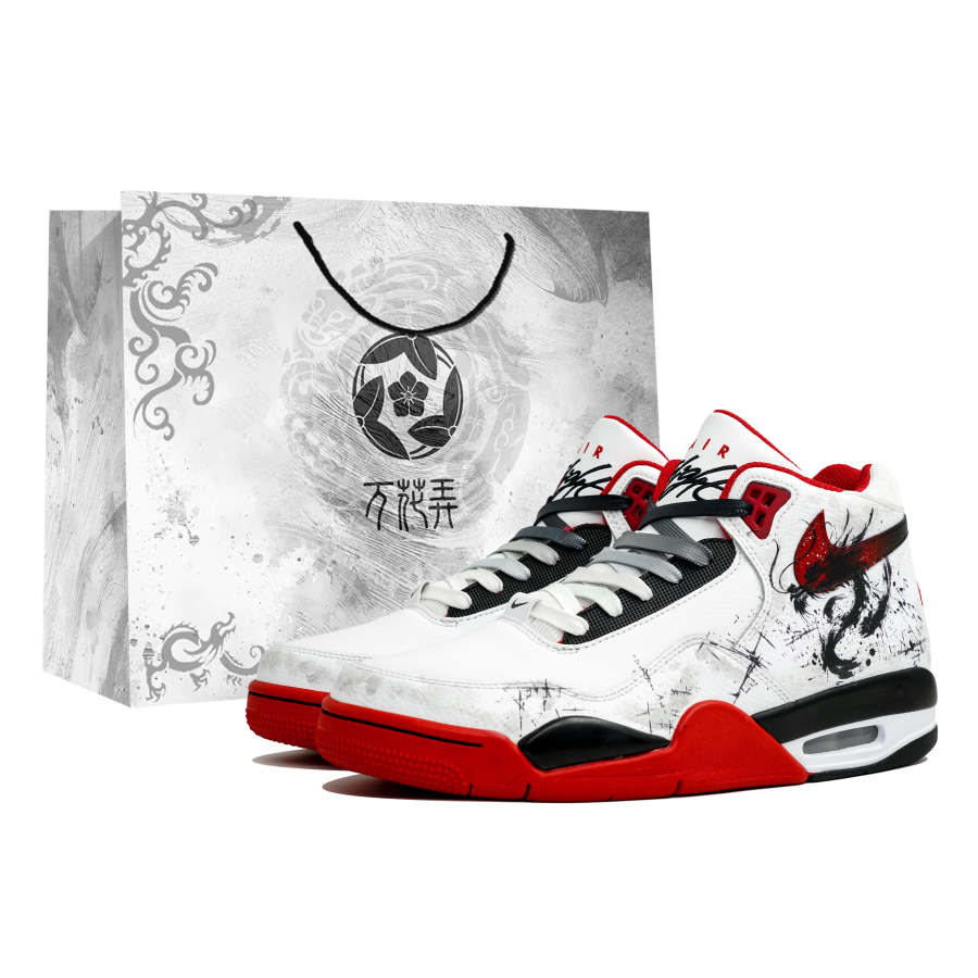 Nike Nike Flight Legacy Myriad Flowers, Ink Dragon Roars In The Sky, Shopping Bag Abrasion Resistant Mid top