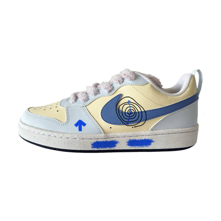 Nike Nike Court Borough Pendulum Synthetic Leather Low top Kids' Skateboarding Shoes White Blue Black Teenagers