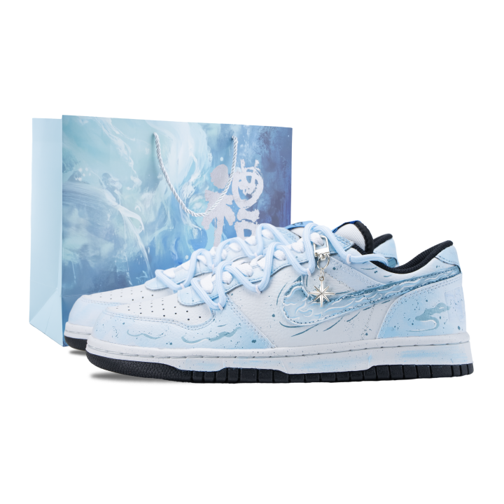 Nike Nike Big Cloud Wave Cyan Slip Resistant Abrasion Resistant Low top Skateboard Shoes Men's Blue White