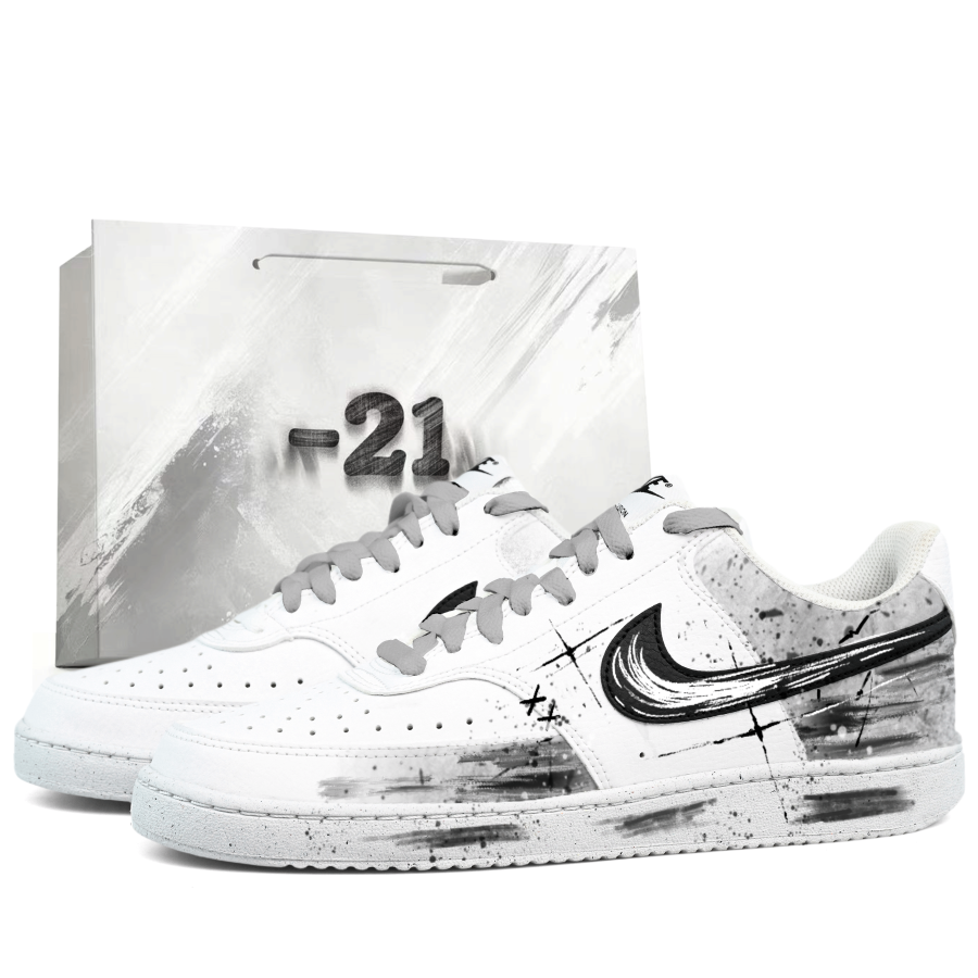 Nike Nike Court Vision 1 Low top Skateboard Shoes Men's White Black