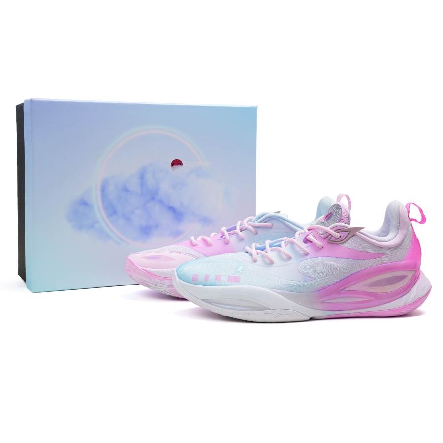Li-Ning Li Ning DLO2 Abrasion Resistant Rebound Grip Low top Basketball Shoes Men's Blue Pink Mismatched