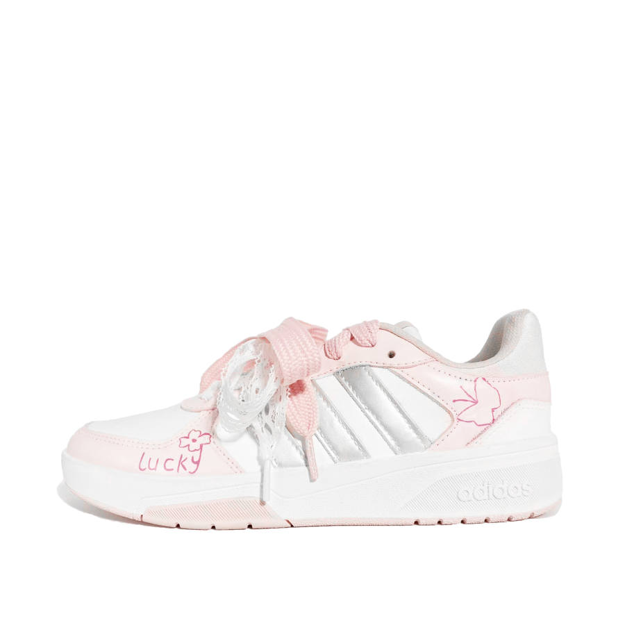 Adidas Adidas COURTBEAT Butterfly Whisper Silver String Textile, Synthetic Leather Low top Skateboard Shoes Unisex Pink Silver