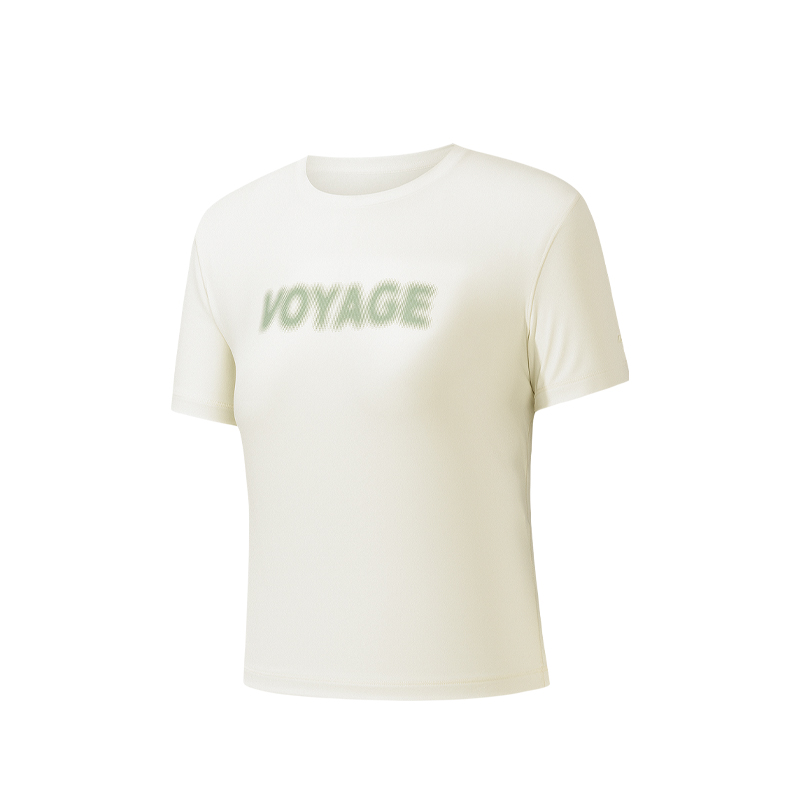 ANTA T Shirts Women's Beige Yellow Crew Neck Moderate Straight Fit