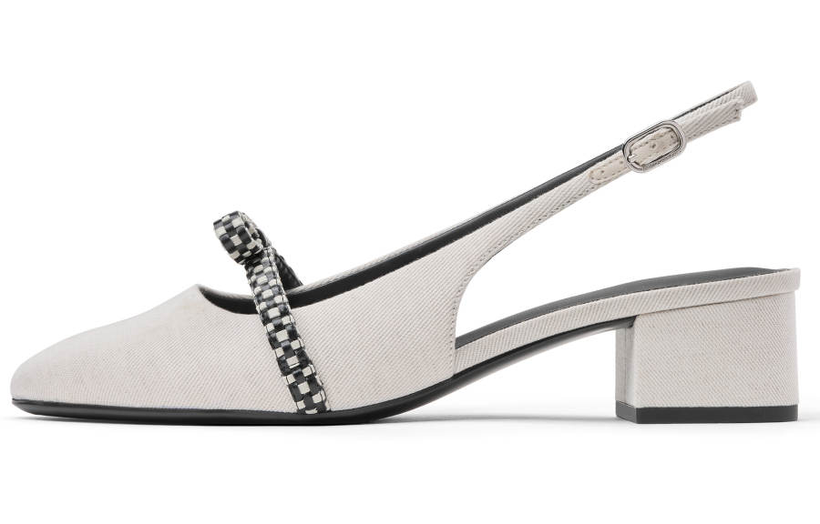 CHARLES&KEITH Small Ck PU, Textile One Strap Sandals 4.2cm Women's