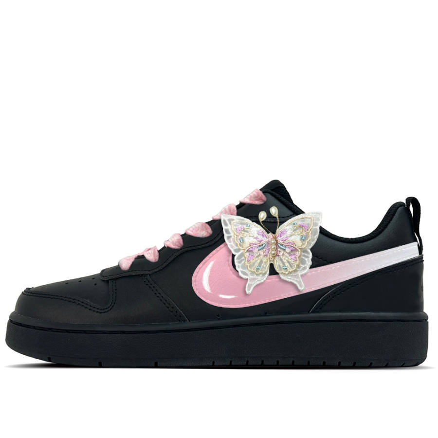 Nike Nike Court Borough Berry Butterfly Language 1 Leather Low top Kids' Skateboarding Shoes Black Teenagers
