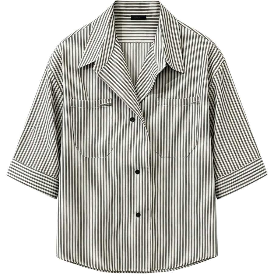 Lnga Landgre Shirts Men's Gray Cuban Collar Thin Other