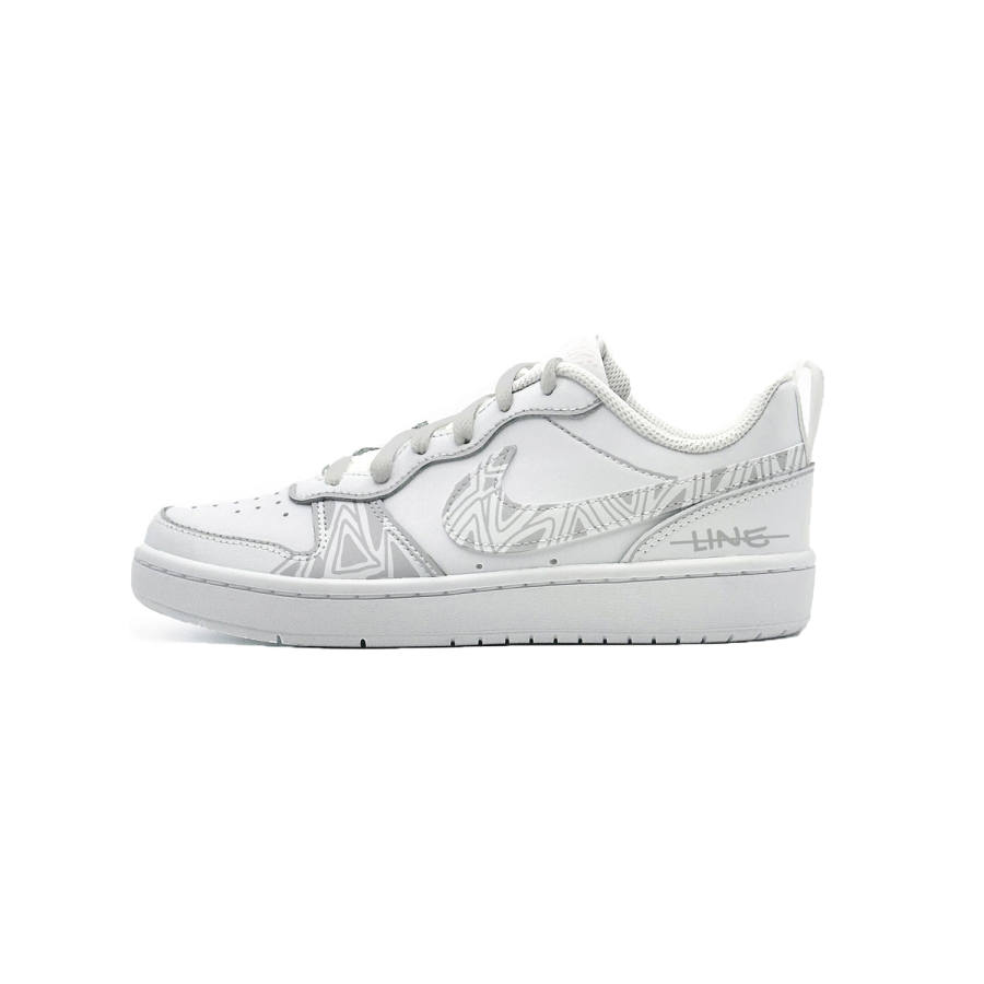 Nike Nike Court Borough Gray Stripes Void Gray Leather Low top Kids' Skateboarding Shoes Light Gray Unisex