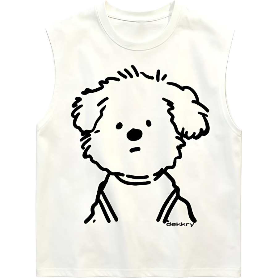Lnga Landgre Tank Tops Unisex White Crew Neck Thin Sleeveless