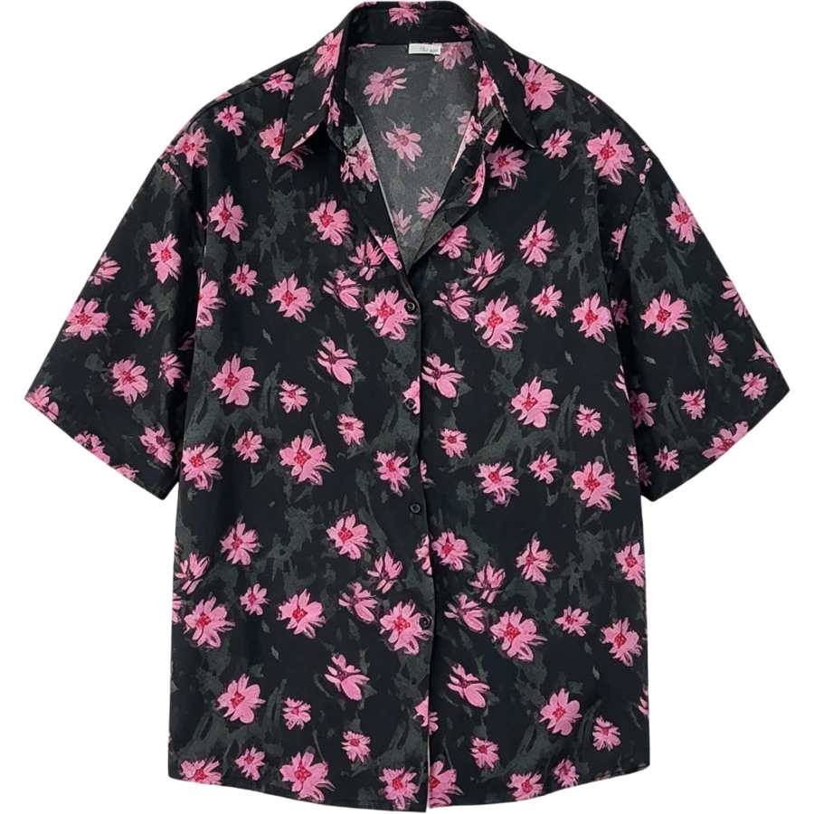 Lnga Landgre Shirts Men's Black Pointed Collar Thin Hawaii