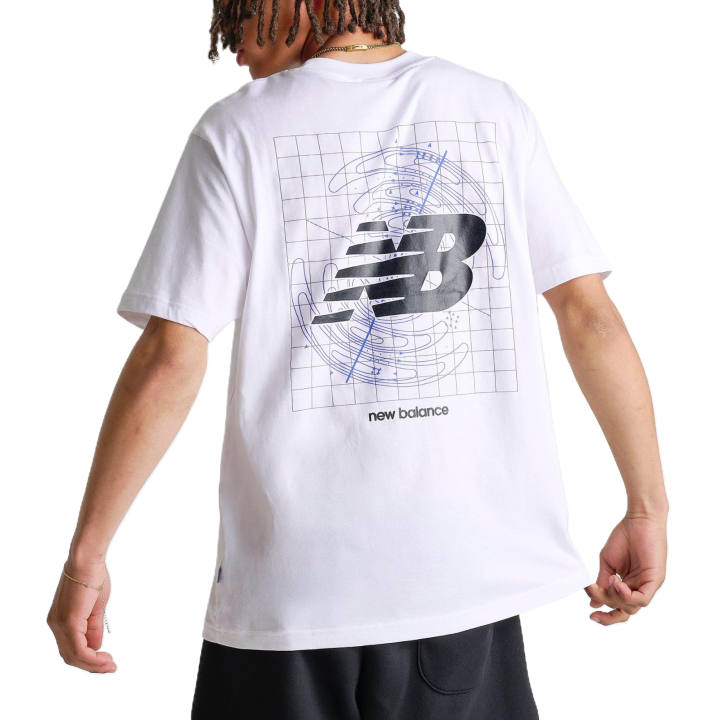 New Balance New Balance T Shirts Men's White/Blue Crew Neck Moderate