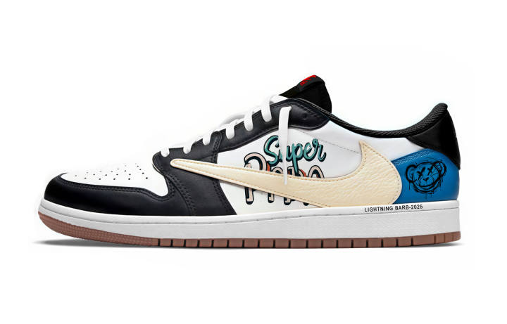 Jordan Jordan x Travis Scott Air Jordan 1 Lightning Monkey Synthetic Leather, Leather