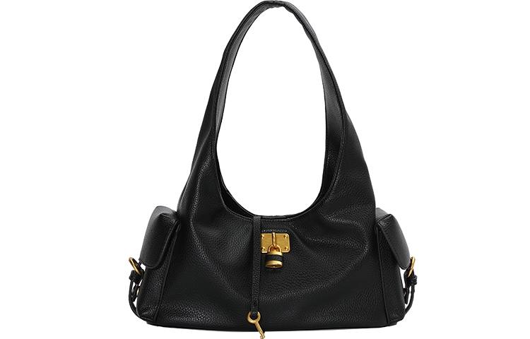 URBAN REVIVO Artificial Leather Shoulder Bag Regular Women's Black