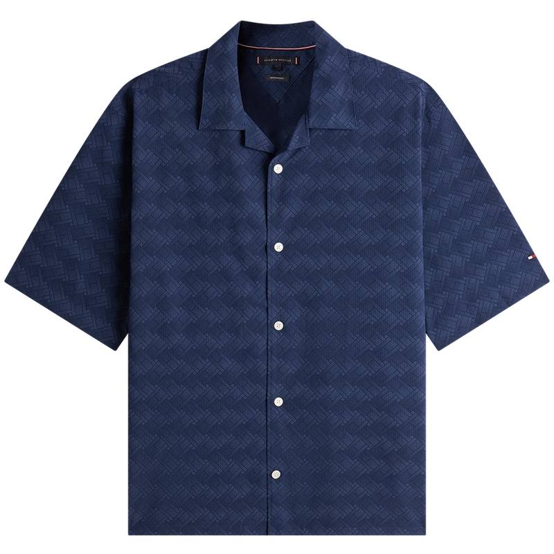 Tommy Hilfiger Shirts Men's Marine Blue 0GY Cuban Collar Moderate Shirt