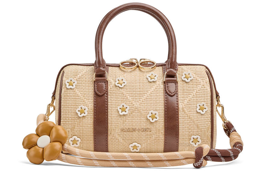 CHARLES&KEITH Pu Handbag, Crossbody Bag Small Women's Beige/Misty Blue/Gray Olive