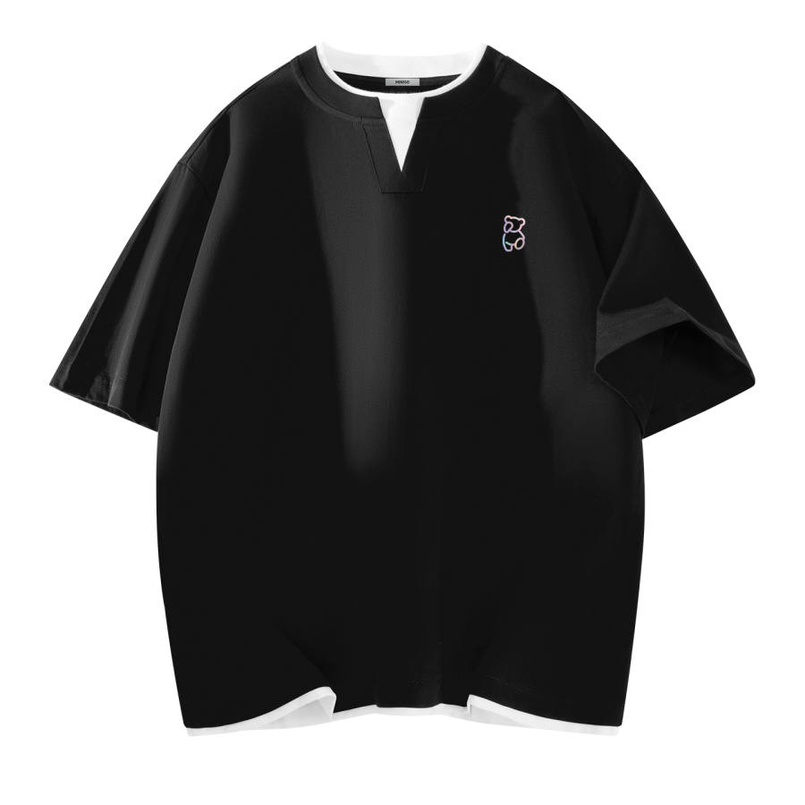 MINISO MINISO T Shirts Unisex Crew Neck Moderate Mock Two Piece