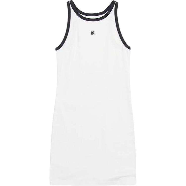 MLB Sleeveless Dresses Women's New York Yankees/White Crew Neck Moderate Short Skirt