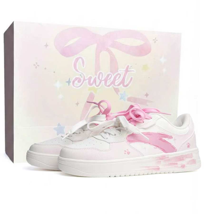 ANTA Easy Skateboard Shoes Women's Low Top White Pink